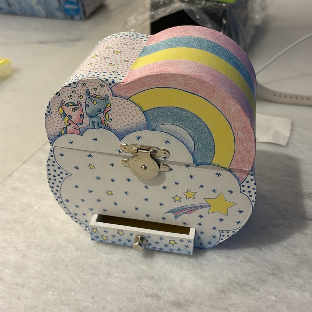 Djeco Unicorn Musical Jewelry Box Blue Danube Kids Treasure Box